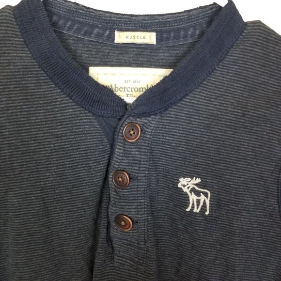 Abercrombie & Fitch Mens L Black Striped Long Slee - Picture 2 of 8